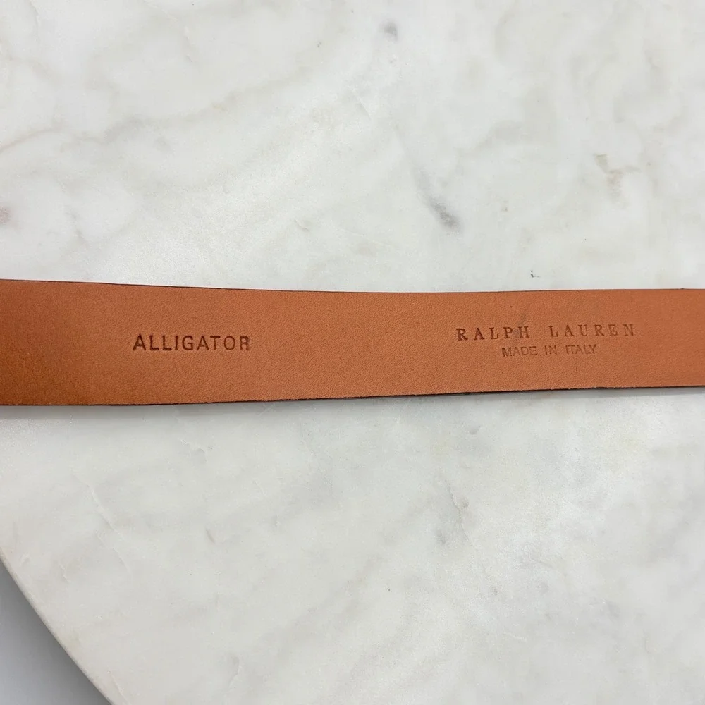 Ralph Lauren Alligator Belt Womens M Brown Italian Leather Exotic Skin Vintage
